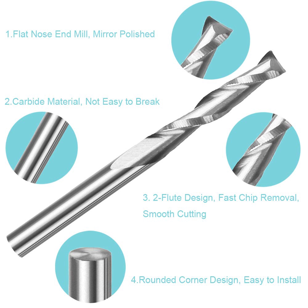 10 adet 3.175 1/8 Shank 2 Kana - End Mill Set incelemesi ve fiyatı