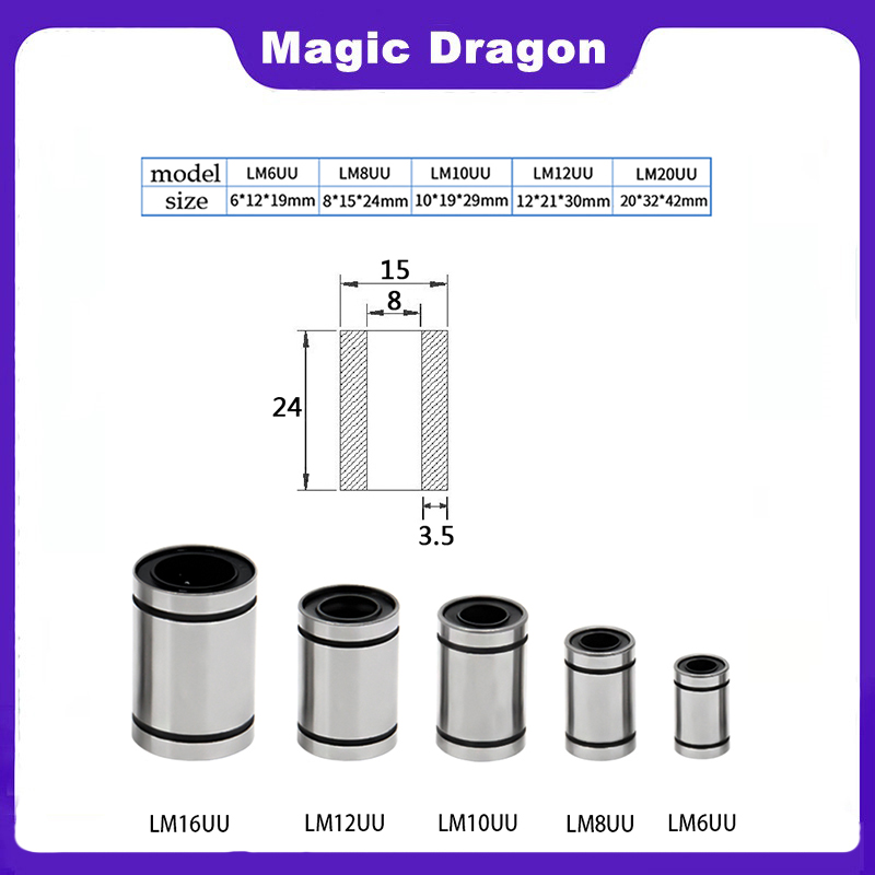 4/10 adet LM3UU LM4UU LM5UU LM - Lm8Uu Bearing incelemesi ve fiyatı